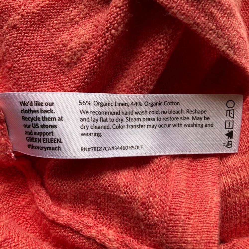 Eileen Fisher Organic Linen/Cotton Bateau Neck, size L - Picture 5 of 6